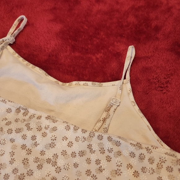 GAP Stretch Womens Crop Tank Top Floral Print White Brown Adjustable Sz Medium - Picture 5 of 9